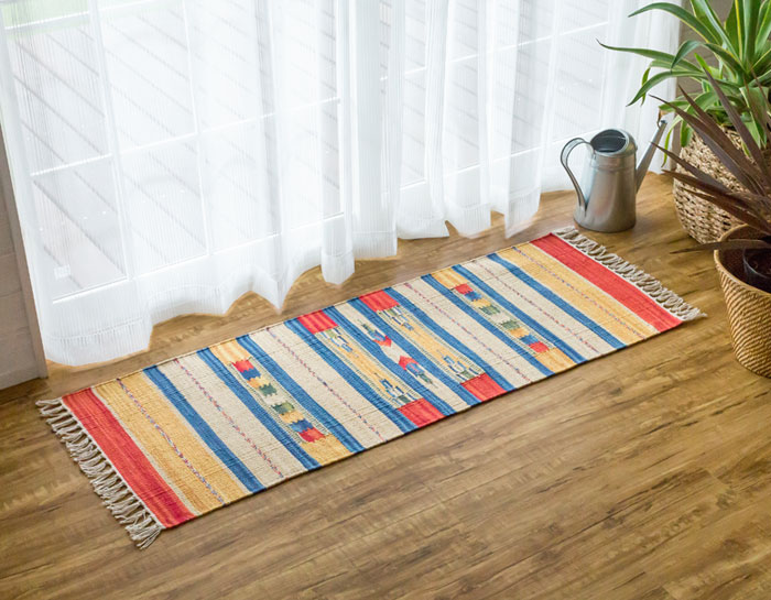 エスニック　ネイティブ　西海岸　ビーチハウス　コットンキリム　トイレマット　玄関マット　キッチンマット　洗面所　45x120