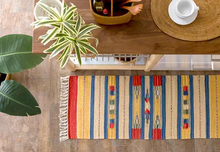 エスニック　ネイティブ　西海岸　ビーチハウス　コットンキリム　トイレマット　玄関マット　キッチンマット　洗面所　45x120