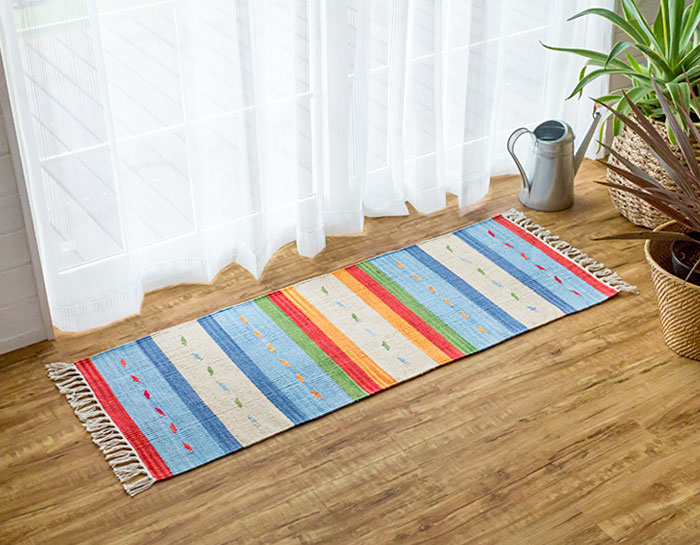 エスニック ネイティブ 西海岸 ビーチハウス コットンキリム トイレマット 玄関マット キッチンマット 洗面所 45x120