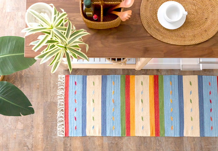 エスニック ネイティブ 西海岸 ビーチハウス コットンキリム トイレマット 玄関マット キッチンマット 洗面所 45x120