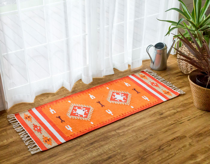 エスニック　ネイティブ　西海岸　ビーチハウス　コットンキリム　トイレマット　玄関マット　キッチンマット　洗面所　45x120