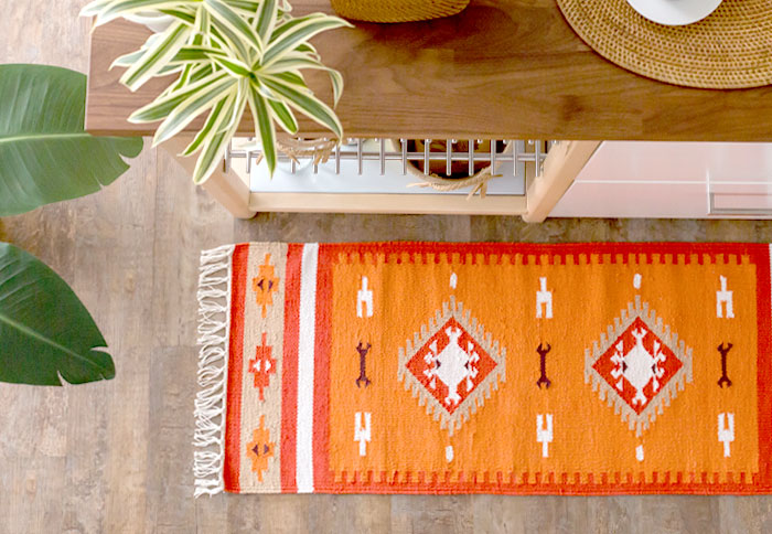 エスニック　ネイティブ　西海岸　ビーチハウス　コットンキリム　トイレマット　玄関マット　キッチンマット　洗面所　45x120