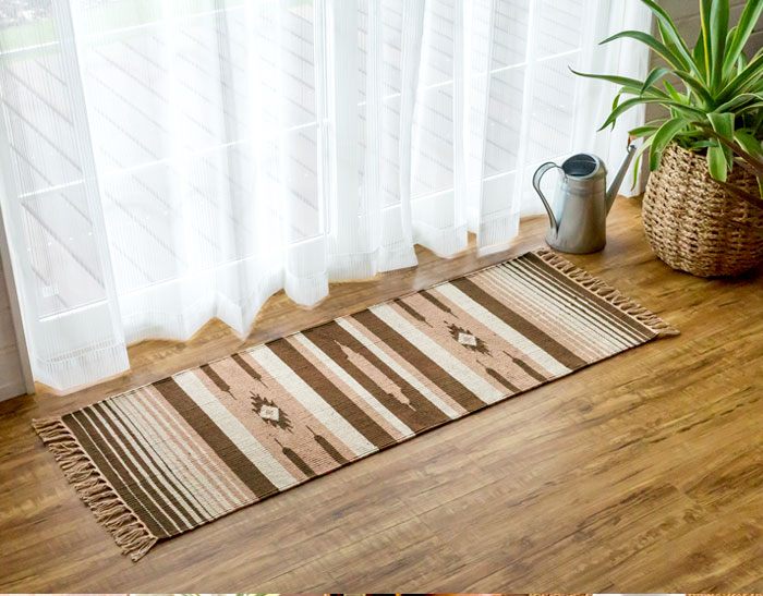 エスニック　ネイティブ　西海岸　ビーチハウス　コットンキリム　トイレマット　玄関マット　キッチンマット　洗面所　45x120