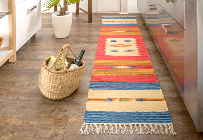 エスニック　ネイティブ　西海岸　ビーチハウス　コットンキリム　トイレマット　玄関マット　キッチンマット　洗面所　45x180