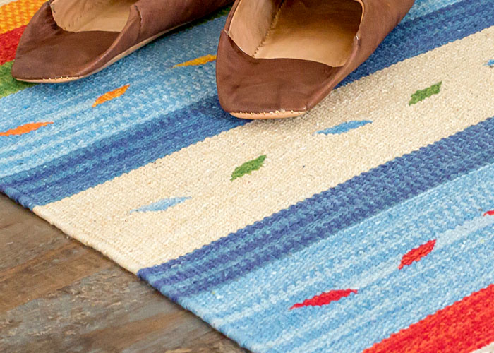 エスニック　ネイティブ　西海岸　ビーチハウス　コットンキリム　トイレマット　玄関マット　キッチンマット　洗面所　45x180