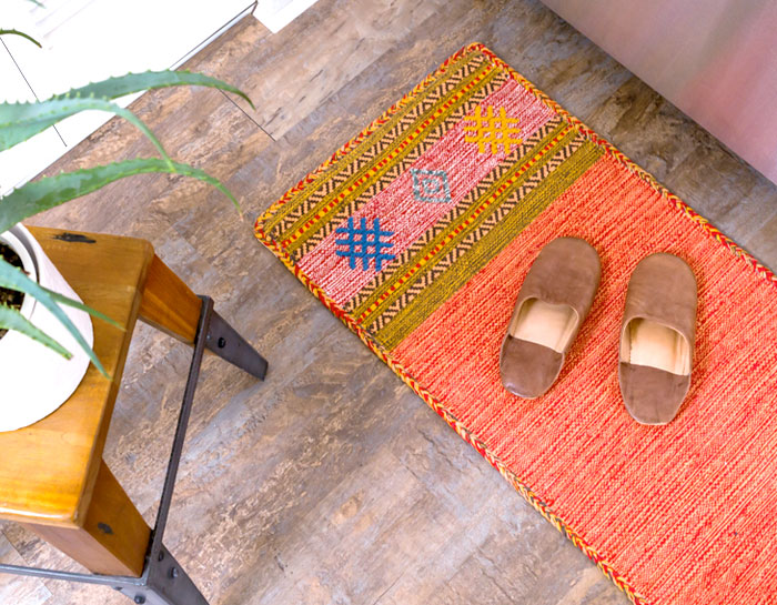 エスニック　ネイティブ　西海岸　ビーチハウス　コットンキリム　トイレマット　玄関マット　キッチンマット　洗面所　45x180