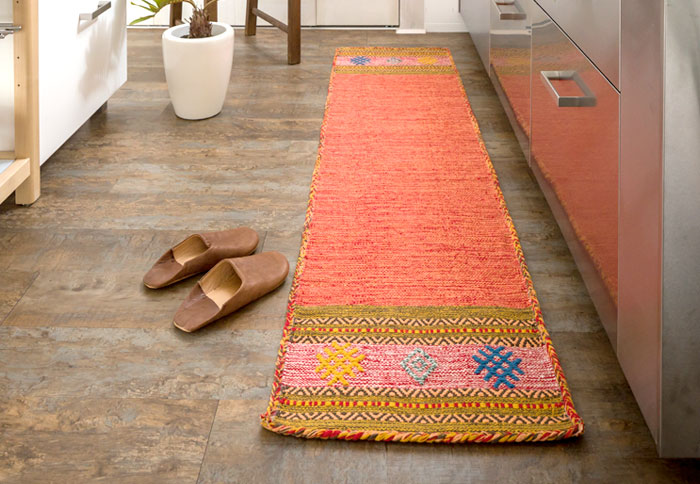 エスニック　ネイティブ　西海岸　ビーチハウス　コットンキリム　トイレマット　玄関マット　キッチンマット　洗面所　45x180