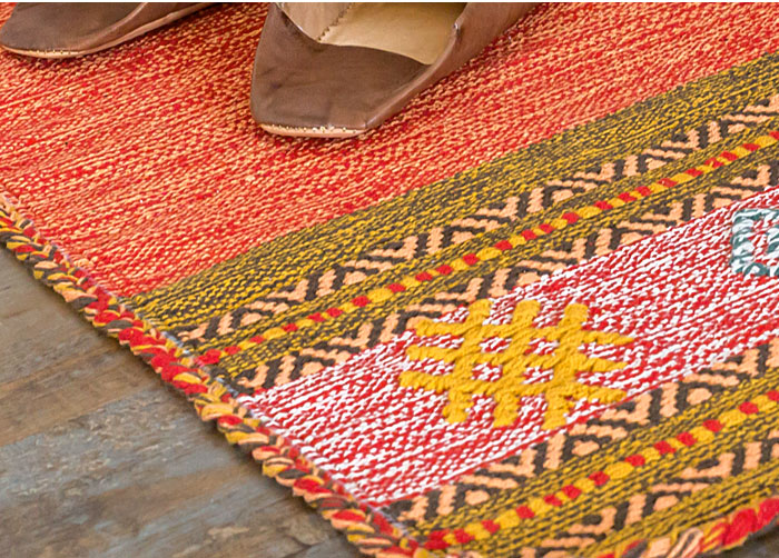 エスニック　ネイティブ　西海岸　ビーチハウス　コットンキリム　トイレマット　玄関マット　キッチンマット　洗面所　45x180