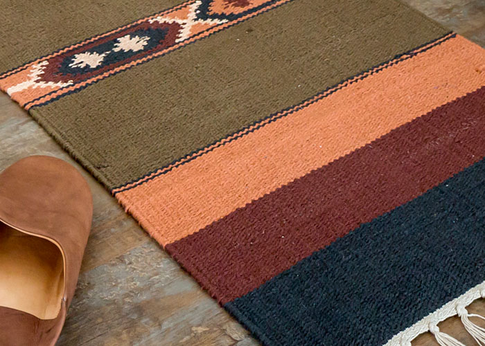 エスニック ネイティブ 西海岸 ビーチハウス コットンキリム トイレマット 玄関マット キッチンマット 洗面所 45x180