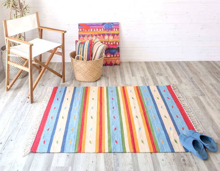 ラグ　マット キリム ネイティブ 民族 オルテガ エスニック　100x140