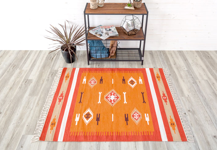 ラグ　マット キリム ネイティブ 民族 オルテガ エスニック　100x140