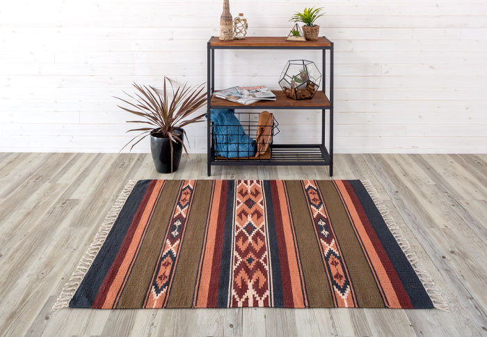 ラグ　マット キリム ネイティブ 民族 オルテガ エスニック　100x140