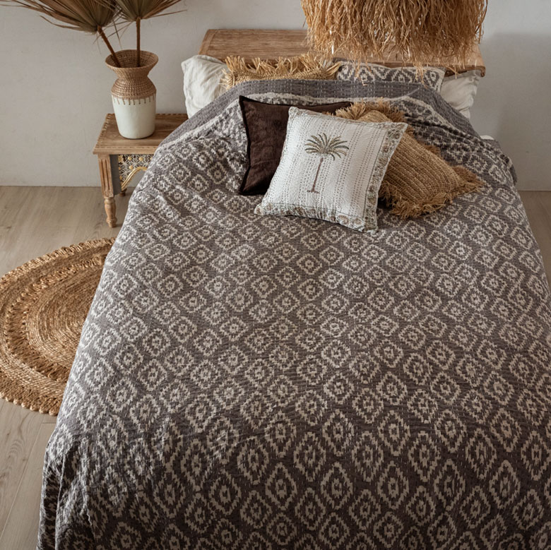 ブロックプリントのファブリック。インド製。クッションカバーやマルチカバー、テーブルクロスに。