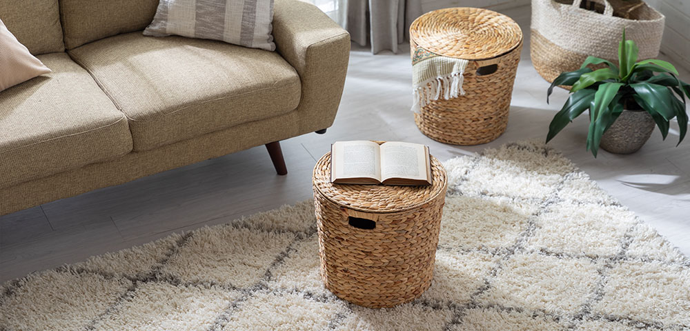 リビングで活躍するバスケット