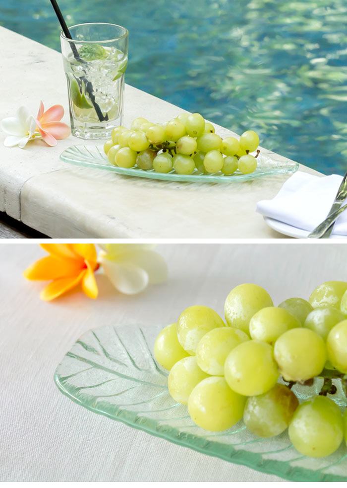 バナナリーフ 皿 小皿 リーフプレート 葉っぱ トレイ ガラス皿 ガラスプレート アジアン ハワイアン バリ島