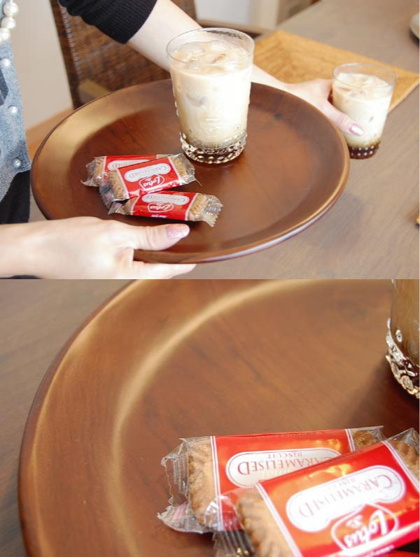 チークの丸いお盆