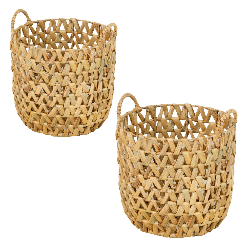 天然素材、ウォーターヒヤシンスの透かし編みバスケット