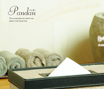 バリ島のパンダンと合皮で出来たティッシュケースカバー。