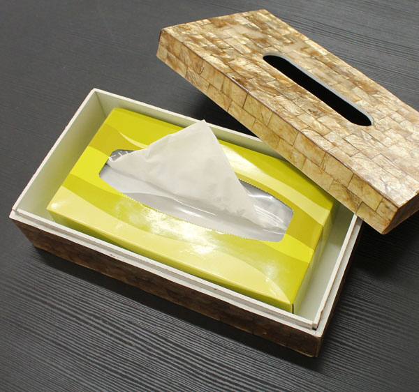 パールシェルでできたティッシュケースカバー