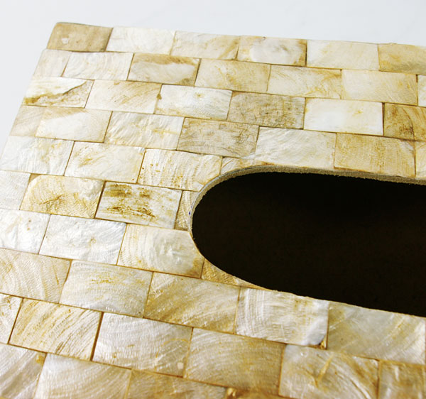 パールシェルでできたティッシュケースカバー