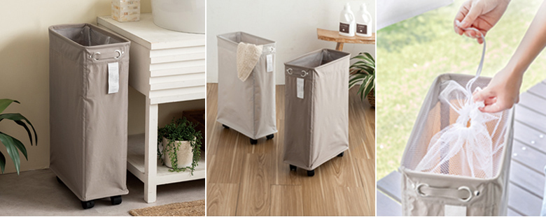 スリムなのに大容量47Lランドリーバスケットランドリーキャスター付き [67010]