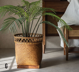 バスケット かご 約 20L 8号 Lサイズ ラタン バンブー 籐 竹 深型 約 W 36cm D 36cm H 36cm プランターカバー 鉢カバー かごバスケット 収納かご 収納バスケット 収納 鉢 カバー ごみ箱 ゴミ箱 ダストボックス おしゃれ 北欧 リゾート 雑貨 インテリア アジアン [14121]
