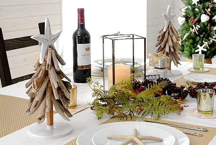 天然流木の卓上型クリスマスツリー