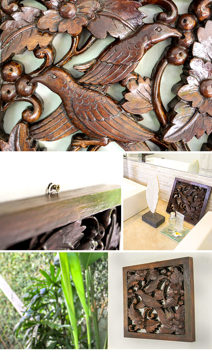 ウッドレリーフ レリーフ 鳥 花 壁掛け ウォールデコレーション アジアン雑貨