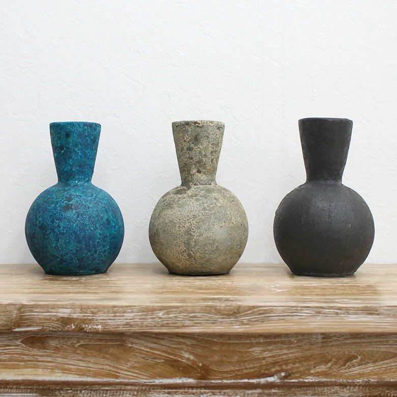 アンティーク調アジアン フラワーベース 3型3色展開[11556-11557-11558