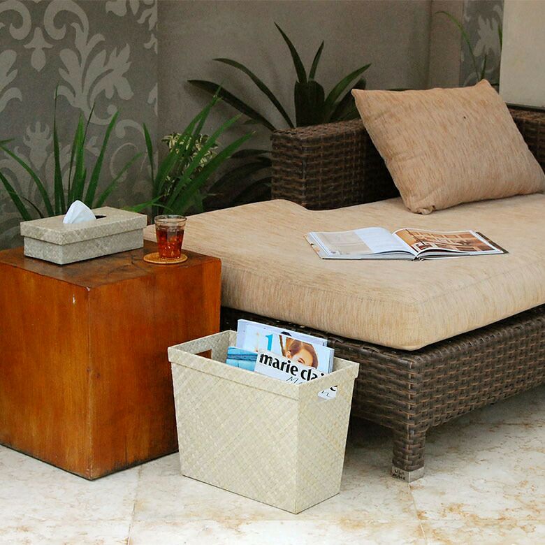 パンダンで出来たアジアン マガジンラック 2色展開 収納ボックス 収納