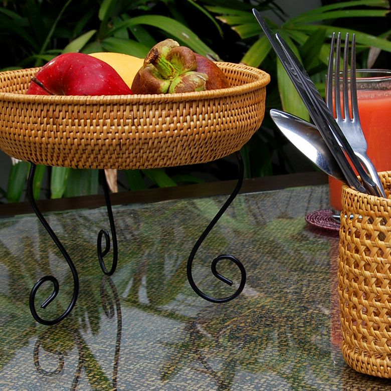 アイアンスタンド付きアタ製 コンポート 果物かご おしゃれ 果物カゴ