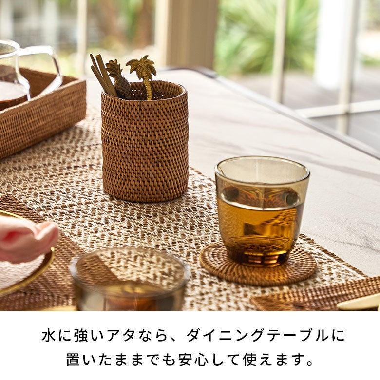 【エアラインシリーズ】希少 10社ロゴ入りカトラリー 31本セット ビンテージ アタで編まれた筒型カトラリースタンド Sサイズ ペン立てにも 約W7.5