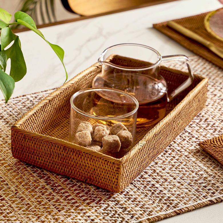 アタで編まれた長方形の収納ボックス[Dタイプ][2414]【アジアン雑貨の