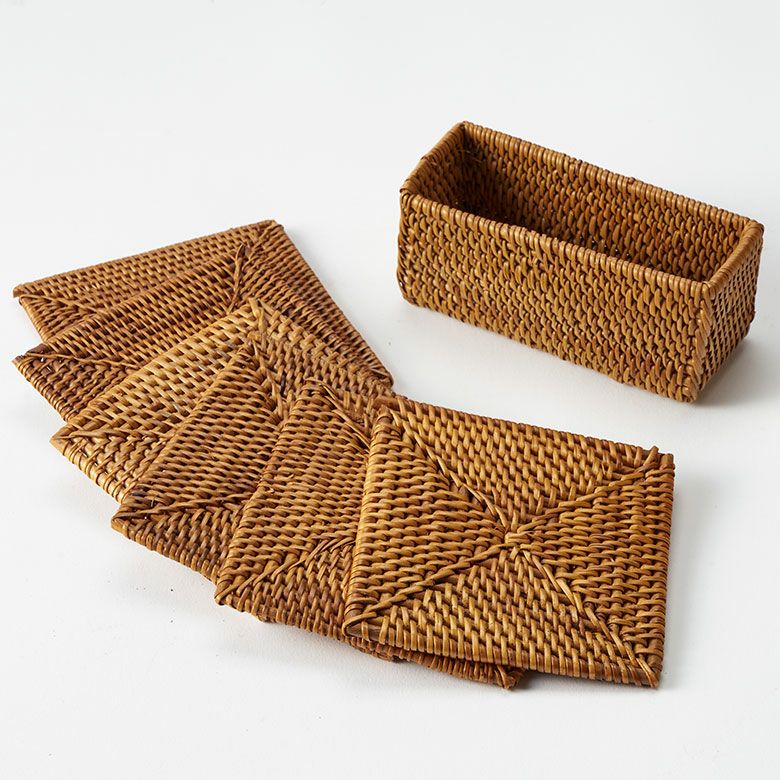 アタ製コースター6枚セット[四角形][収納ケース付き][2517]【正方形