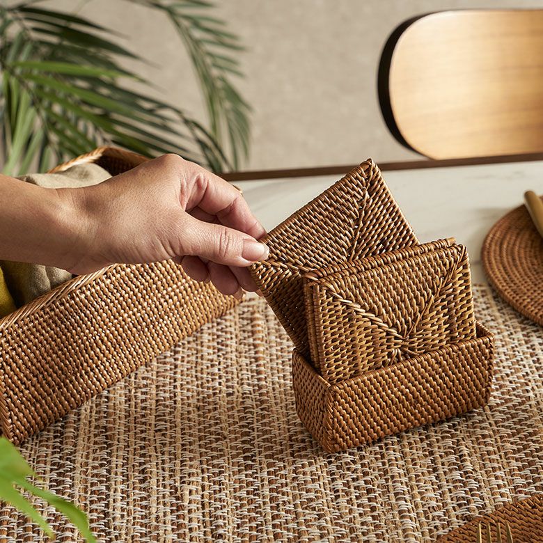 アタ製コースター6枚セット[四角形][収納ケース付き][2517]【正方形