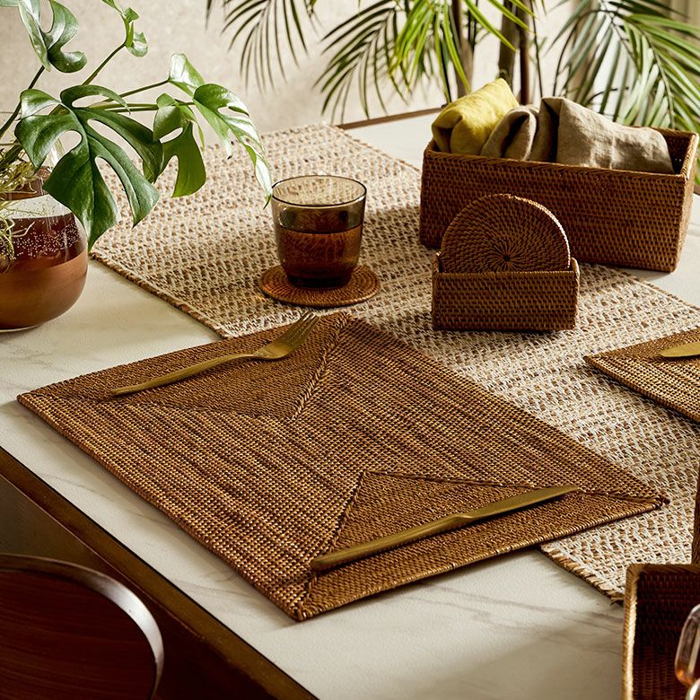 アタ製ランチョンマット[スクエアタイプ][2604]【アジアン雑貨のアジア