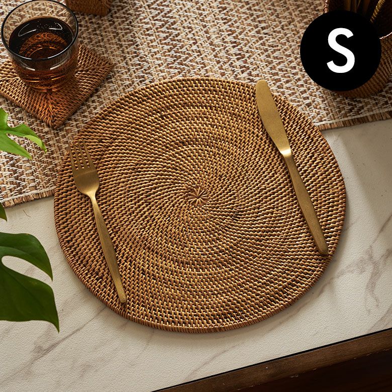 アタ製 アジアン ランチョンマット直径約30cm 円形タイプ 丸い 円形