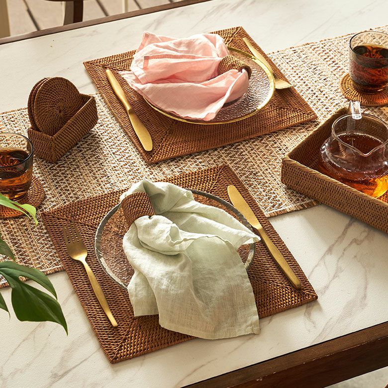 アタで編まれた四角い アジアン ランチョンマット[スタンダード