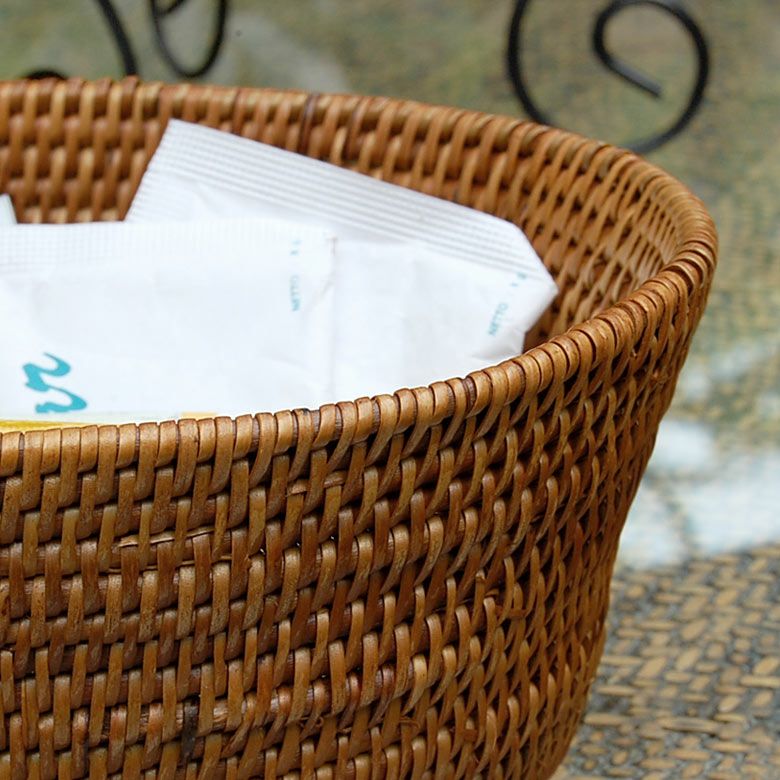 アタで編まれた楕円形のキャンディバスケット トレー かごトレイ 小物