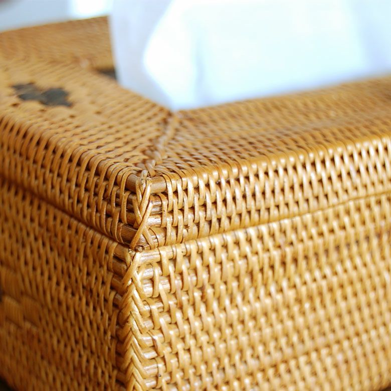 リボンストラップのアタ製 アジアン ティッシュケースカバー