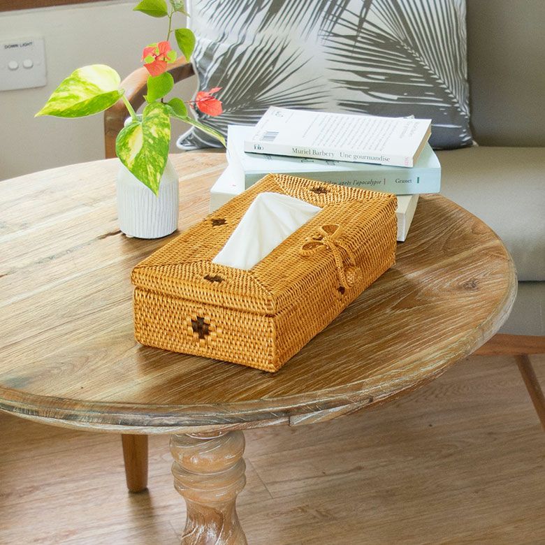 リボンストラップのアタ製 アジアン ティッシュケースカバー