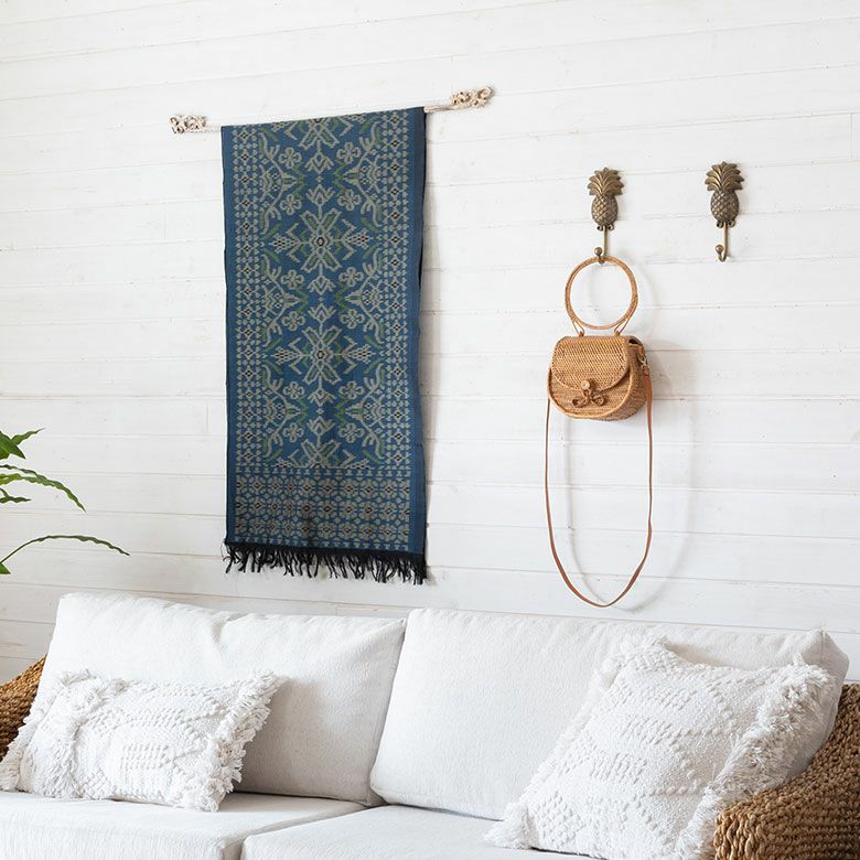 木製の アジアン イカットハンガー[Gタイプ]アンティークホワイト