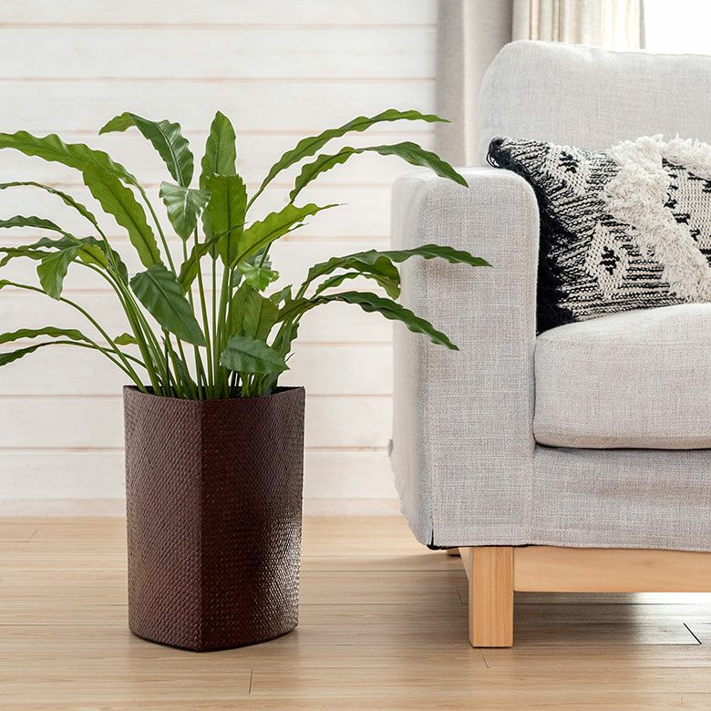 パンダンで編まれた アジアン ゴミ箱[三角形]ブラウン色[ハイ