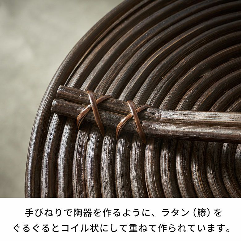 ごみ箱 ラタン 籐 ダストボックス フタ 付 見えない 丸型 約 W 27cm D