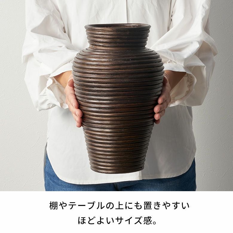 バスケット ラタン 籐 花瓶 フラワーベース 花びん 花器 約 W 20cm D