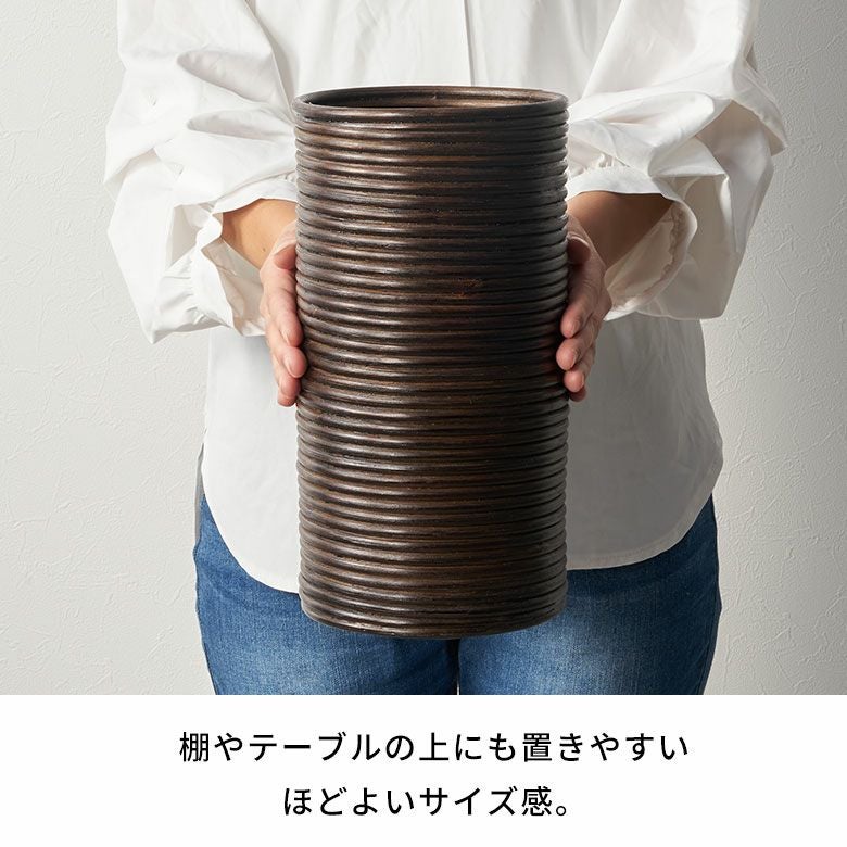 バスケット ラタン 籐 花瓶 フラワーベース 花びん 花器 約W 16cm D