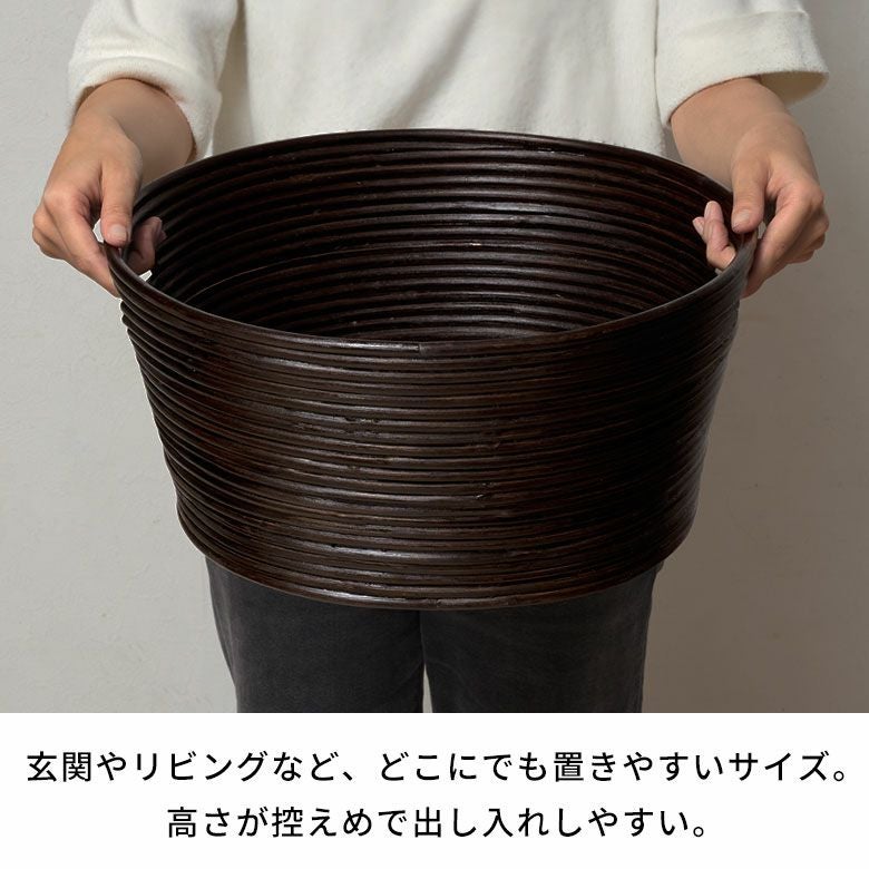 バスケット ラタン 籐 脱衣かご ランドリーバスケット 楕円形 約 W