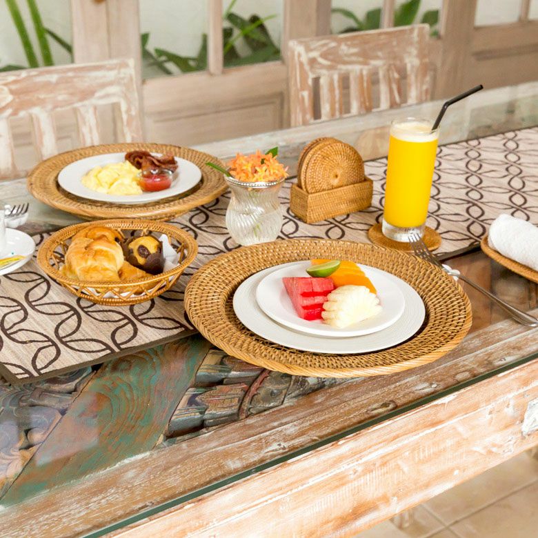 プレートトレイ アンダープレート プレート トレイ ラタン 籐 ホワイト