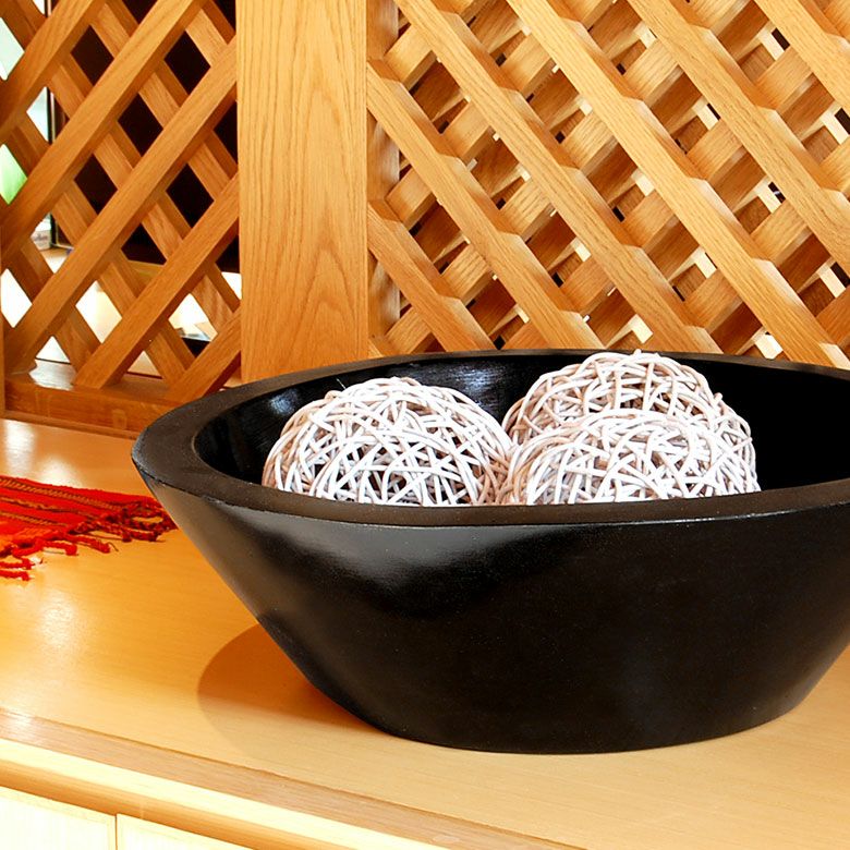バリ島のスパの雰囲気を再現する木製スパボウル 円形 約直径50×H14cm