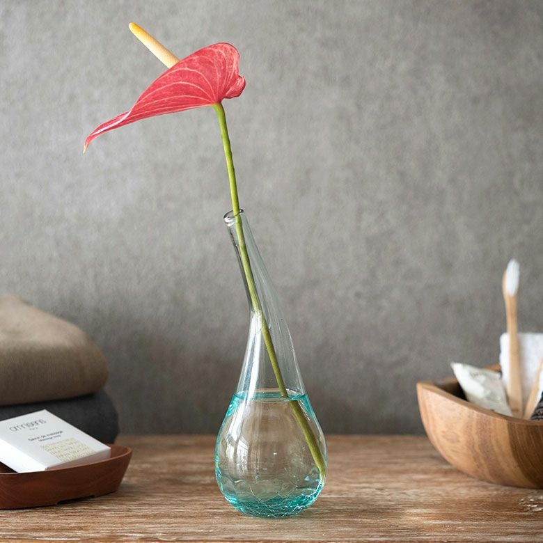 一輪挿し 花瓶 ガラス グリーン 緑 ブルー 水色 クリア ミント 約 W